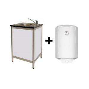 601 - Valamu + boiler, sisaldab veeühendust ja kanalisatsiooni, 60*sügavus 50*h110 cm / Sink + boiler, includes water supply and drainage, 60*depth 50*h110 cm